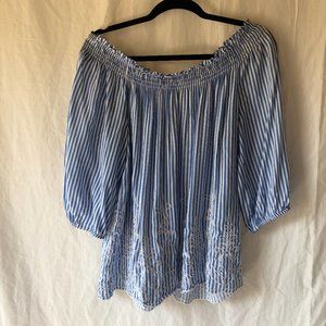 Antibes Blanc - White / Blue stripped top